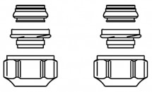 Набор присоединительный со стяжным кольцом, Oventrop, Ofix CEP Knack &amp; Klemm, 15 мм, латунь, для наружной резьбы G 3/4&quot;, накидная гайка никелированная, двойная функция стяжного кольца, в сборе, мягкое уплотнение (упорные гильзы не требуются), макс. 95°C,