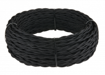 (a039931) Ретро кабель витой 2х2,5 (черный) 50 метров Werkel