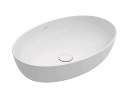 Раковина, Villeroy&amp;Boch, Artis, ширина, мм-610, глубина, мм-410, высота, мм-125, тип установки-накладной (настольный), отверстия для смесителя-отсутствуют, материал-TitanCeram, цвет-альпийский белый