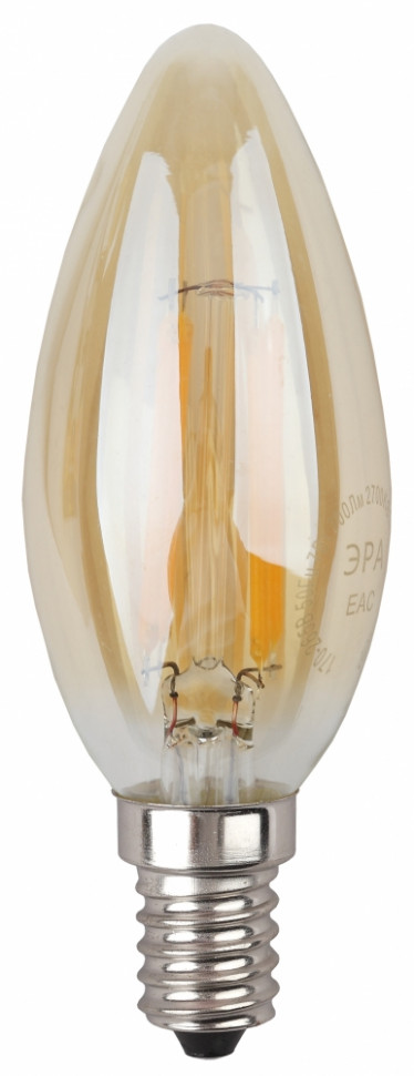 Светодиодная лампа (филамент, свеча золот, 9Вт, нетр, E14) F-LED B35-9W-840-E14 gold ЭРА (10/100/4000) Б0047035