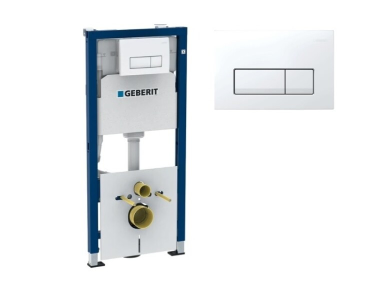 Инсталляция, Geberit, Duofix, для подвесного унитаза, ширина, мм-500, глубина, мм-120, высота, мм-1120, клавиша смыва-есть Delta51, в комплекте со звукоизоляцией, цвет клавиши-белый, со смывным бачком скрытого монтажа Delta