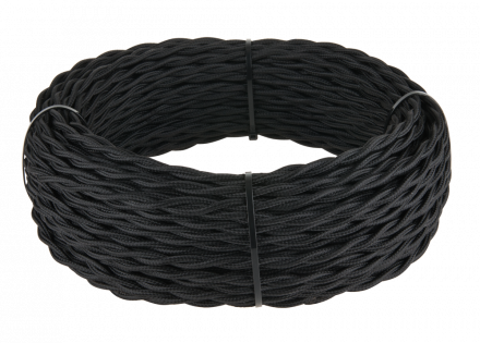 (a039929) Ретро кабель витой 2х1,5 (черный) 50 метров Werkel