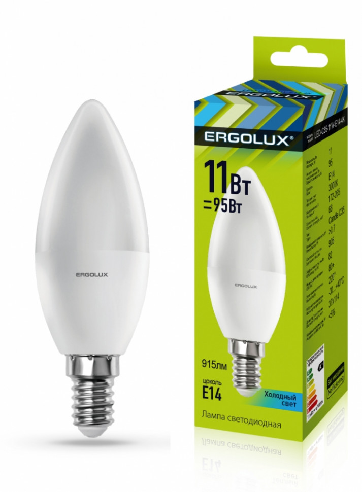 Светодиодная лампа E14 11W 4500К Ergolux LED-C35-11W-E14-4K 13619