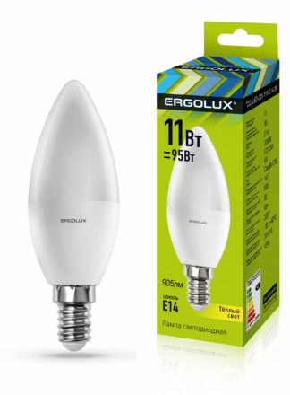 Светодиодная лампа E14 11W 3000К Ergolux LED-C35-11W-E14-3K 13618