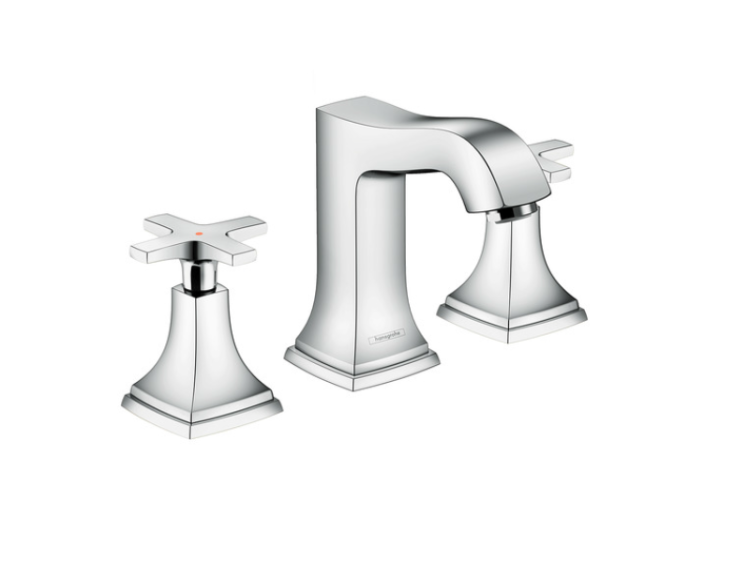 Смеситель для раковины, Hansgrohe, Metropol Classic, тип открывания воды-двухвентильный, тип регулирования воды-керамический картридж, тип установки-на раковину, отверстия для монтажа-3, высота, мм-145, вынос излива, мм-126, донный клапан-есть, тип подвод