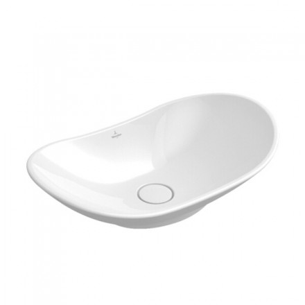Раковина, Villeroy&amp;Boch, My Nature, ширина, мм-810, глубина, мм-410, высота, мм-160, тип установки-накладной, отверстия для смесителя-отсутствуют, декор-без декора, материал-санфарфор, грязеотталкивающее покрытие-CeramicPlus, крепёж-есть, цвет-альпийский
