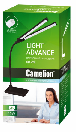 KD-794 С01 белый Настольный светильник с двумя плафонами Camelion 12492