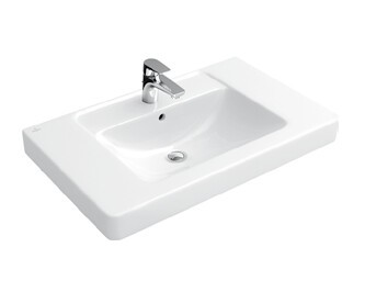 Раковина, Villeroy&amp;Boch, Verity Design, ширина, мм-800, глубина, мм-485, высота, мм-190, отверстия для смесителя-одно, перелив-есть, тип перелива-открытый, декор-без декора, материал-керамика, цвет-альпийский белый