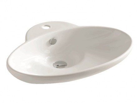 Раковина, Artceram, Washbasins, ширина, мм-630, глубина, мм-470, высота, мм-130, тип установки-накладной (настольный), отверстия для смесителя-1, перелив-есть, без декора, материал-керамика, крепления в комплекте, цвет-Glossy White