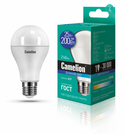 Светодиодная лампа E27 25W 6500К (дневной свет) Camelion LED25-A65/865/E27 (13573)