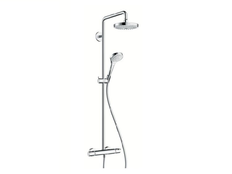 Душевая стойка, Hansgrohe, Croma Select S, смеситель-есть, тип открывания воды-двухвентильный, тип регулирования воды-термостатический картридж, верхний душ-есть, форма верхнего душа-круглая, размер верхнего душа-180, держатель верхнего душа-есть, вынос,