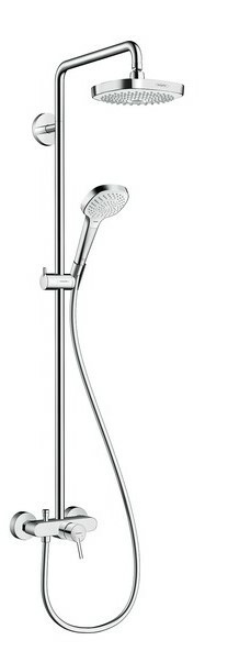 Душевая стойка, Hansgrohe, Croma Select E, смеситель-есть, тип открывания воды-однорычажный, тип регулирования воды-керамический картридж, верхний душ-есть, форма верхнего душа-квадратная, размер верхнего душа-180, держатель верхнего душа-есть, вынос, мм-
