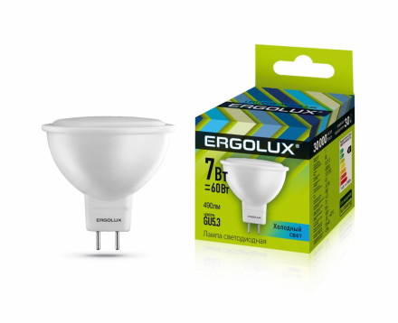 Светодиодная лампа GU5.3 7W 4500К Ergolux LED-JCDR-7W-GU5.3-4K 12159