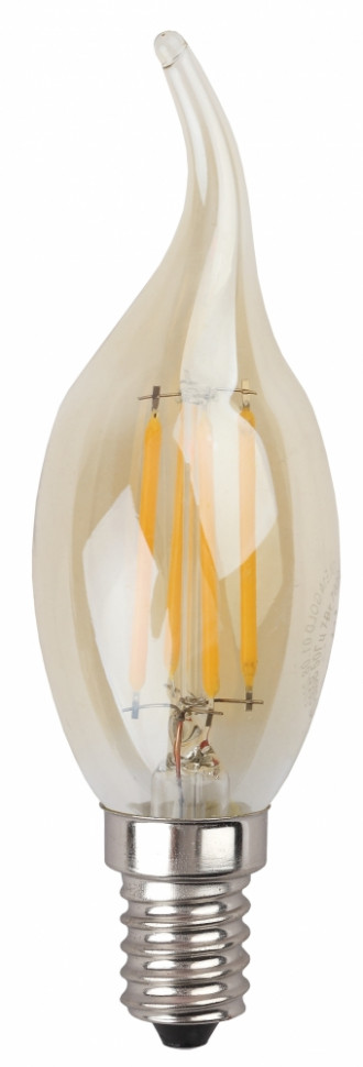 Светодиодная лампа (филамент, свеча на ветру золот, 7Вт, нетр, E14) F-LED BXS-9W-840-E14 gold ЭРА (10/100/4000) Б0047010