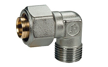 Угольник, Giacomini, R562AM, 90°, Н, 1", 32 x 3, латунь, хромированный, для труб GIACOTHERM, GIACOFLEX и многослойных