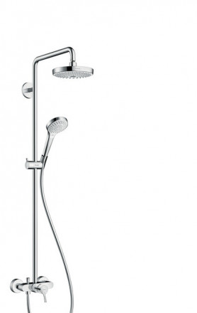 Душевая стойка, Hansgrohe, Croma Select S, смеситель-есть, тип открывания воды-однорычажный, тип регулирования воды-керамический узел смешивания, верхний душ-есть, форма верхнего душа-круглая, размер верхнего душа-180, держатель верхнего душа-есть, вынос,