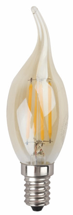 Светодиодная лампа (филамент, свеча на ветру золот, 7Вт, нетр, E14) F-LED BXS-7W-840-E14 gold ЭРА (10/100/4000) Б0047008