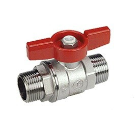 Кран шаровой, Giacomini, R253D, стандартный проход, 1/2", НН, ручка-бабочка красная, латунь, хромированный