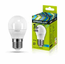 Светодиодная лампа E27 7W 4500K Ergolux LED-G45-7W-E27-4K 12145
