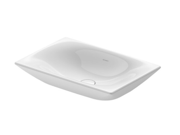 Раковина, Duravit, Viu, ширина, мм-600, глубина, мм-430, высота, мм-150, отверстия для смесителя-отсутствуют, материал-керамика, крепления в комплекте, цвет-белый глянцевый, шлифованный вариант, без перелива, без площадки под смеситель, включая выпуск с к