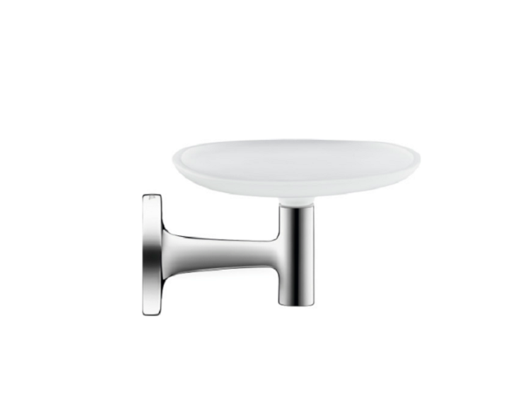 Мыльница, Duravit, Starck T, ширина, мм-140, глубина, мм-106, высота, мм-66, тип установки-настенный, материал-матовое стекло, цвет-хром