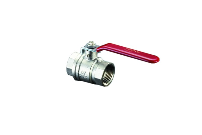 Кран шаровой, Oventrop, Optibal, полнопроходной, DN-65, 2 1/2", ВВ, PN, бар-16, ручка-рычаг из оцинкованной стали, латунь, никелированный