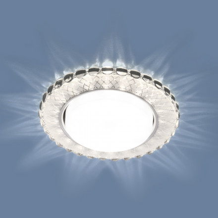 Встраиваемый светильник с LED подсветкой Elektrostandard 3034 GX53 SL/WH зеркальный/белый (a047763)