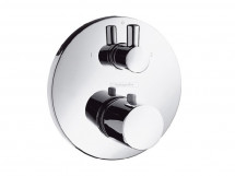 Смеситель для душа, Hansgrohe, Ecostat S, тип открывания воды-вентильный, тип регулирования воды-термостатический картридж, тип установки-встраиваемый, отверстия для монтажа-1, комплектация-запорный/переключающий вентиль, внутренняя часть-необходимо заказ