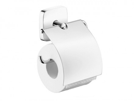 Бумагодержатель, Hansgrohe, PuraVida, ширина, мм-157, глубина, мм-106, высота, мм-160, тип установки-настенный, цвет-хром, материал-латунь, материал держателя-металл