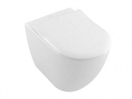 Унитаз, Villeroy&amp;Boch, Subway 2.0, безободковый (с открытым смывным краем), тип установки-приставной, ширина, мм-370, глубина, мм-560, высота, мм-400, форма чаши-овальная, выпуск-горизонтальный, материал-керамика, сиденье-в комплект не входит (приобретает