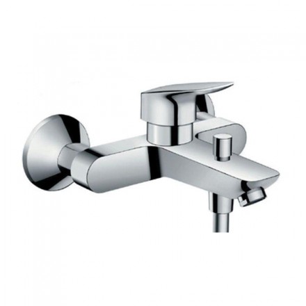 Смеситель для ванны и душа, Hansgrohe, Logis, тип открывания воды-однорычажный, тип регулирования воды-керамический картридж, тип установки-настенный, отверстия для монтажа-2, вынос излива, мм-205, тип излива-неподвижный, комплектация-переключатель вакуум