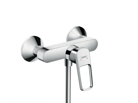Смеситель для душа, Hansgrohe, Logis Loop, тип открывания воды-однорычажный, тип регулирования воды-керамический картридж, тип установки-настенный, отверстия для монтажа-2, комплектация-ограничитель температуры воды, обратный клапан, цвет-хром