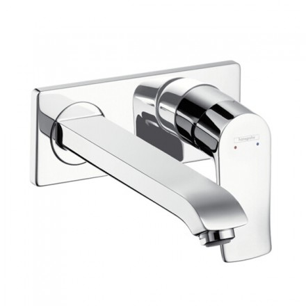 Смеситель для раковины, Hansgrohe, Metris, тип открывания воды-рычажный, тип регулирования воды-керамический картридж, монтаж-вертикальный встраиваемый (настенный), отверстия для монтажа-2, высота, мм-68, вынос излива, мм-225, тип излива-неподвижный, внут