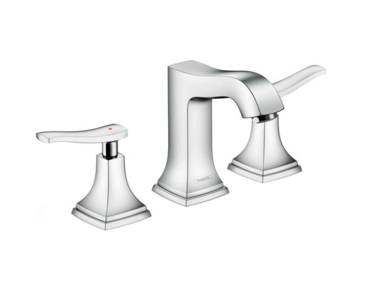 Смеситель для раковины, Hansgrohe, Metropol Classic, тип открывания воды-двухрычажный, тип регулирования воды-керамический картридж, тип установки-на раковину, отверстия для монтажа-3, высота, мм-145, вынос излива, мм-126, донный клапан-есть, тип подводки