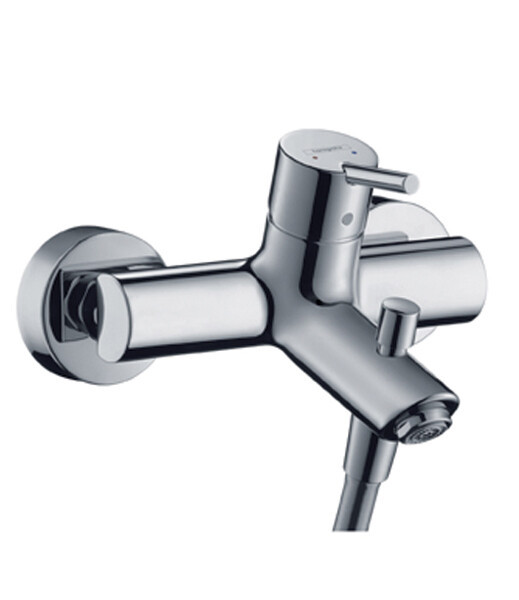 Смеситель для ванны и душа, Hansgrohe, Talis, тип открывания воды-однорычажный, тип регулирования воды-керамический картридж, тип установки-настенный, отверстия для монтажа-2, вынос излива, мм-166, тип излива-неподвижный, комплектация-переключатель вакуум