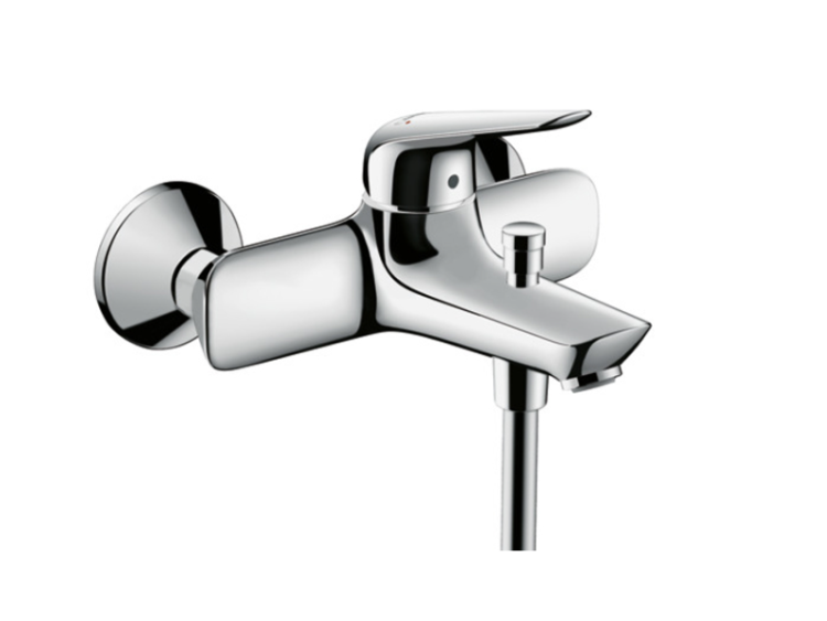 Смеситель для ванны и душа, Hansgrohe, Novus, тип открывания воды-однорычажный, тип установки-настенный, отверстия для монтажа-2, вынос излива, мм-192, тип излива-неподвижный, комплектация-переключатель, цвет-хром