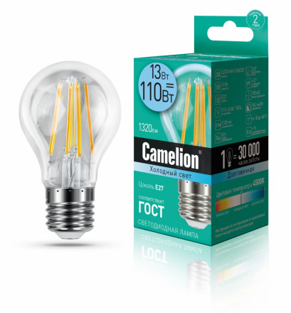Светодиодная лампа E27 13W 4500К (холодный свет) Camelion LED13-A60-FL/845/E27 (13717)
