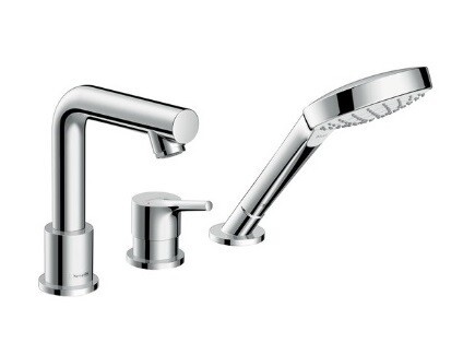 Смеситель для ванны и душа, Hansgrohe, Talis S, тип открывания воды-однорычажный, тип регулирования воды-керамический узел смешивания, тип установки-на борт ванны, отверстия для монтажа-3, вынос излива, мм-200, комплектация-переключатель, ручной душ, внут
