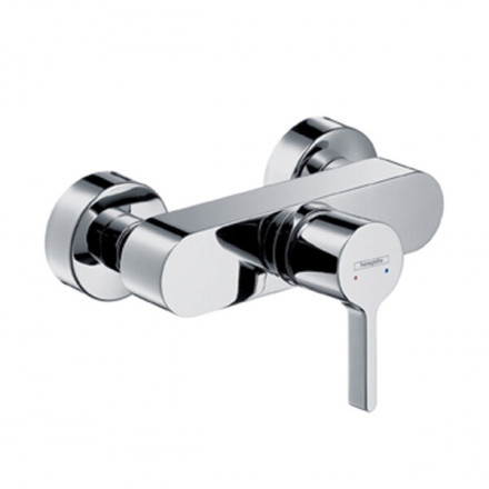 Смесители для душа, Hansgrohe, Metris S, тип открывания воды-однорычажный, тип регулирования воды-керамический картридж, тип установки-настенный, отверстия для монтажа-2, комплектация-шланговое подсоединение, цвет-хром