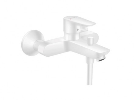 Смеситель для ванны и душа, Hansgrohe, Talis E, тип открывания воды-однорычажный, тип регулирования воды-керамический узел смешивания, тип установки-настенный, отверстия для монтажа-2, вынос излива, мм-194, тип излива-неподвижный, цвет-белый матовый, регу