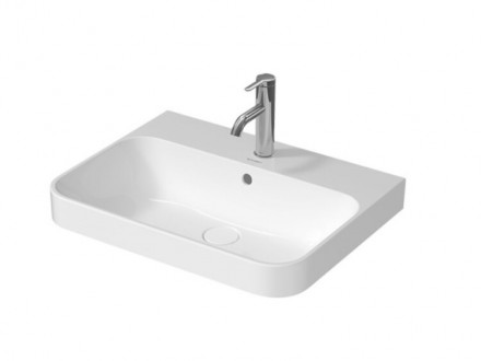 Раковина, Duravit, Happy D.2 Plus, ширина, мм-600, глубина, мм-460, высота, мм-195, отверстия для смесителя-1, перелив-есть, тип перелива-открытый, материал-керамика, крепления в комплекте, цвет-Anthracite Matt, шлифованный вариант, с плоскостью под смеси