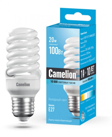 Энергосберегающая лампа E27 20W 4200К (холодный свет) Camelion LH20-FS-T2-M/842/E27 (10523)