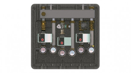 Комбинированная гребёнка, ELSEN, DN20, с гидрострелкой, подключение-1&quot;, 3 контура, размер отвода-1&quot;, мощность, кВт-47, расход-2 м3/ч, PN, бар-6, T°C -от +2 до +110, с крепежом и теплоизоляцией