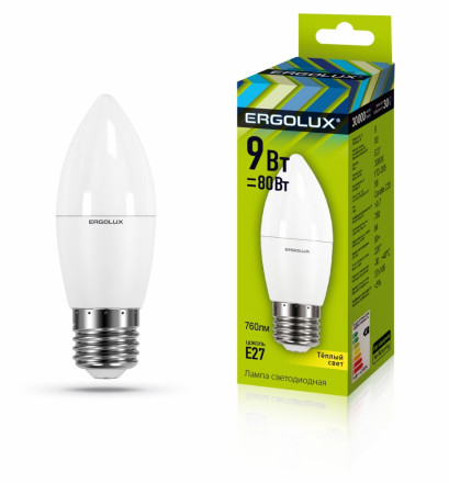 Светодиодная лампа E27 9W 3000K Ergolux LED-C35-9W-E27-3K 13170
