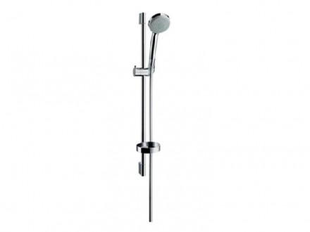 Душевой гарнитур, Hansgrohe, Croma, размер штанги, мм-650, размер шланга, мм-1600, диаметр ручного душа, мм-100, количество режимов-1, тип струи-Rain, цвет-хром, комплектация-держатель ручного душа, мылье=ница