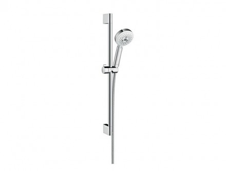 Душевой гарнитур, Hansgrohe, Crometta, размер штанги, мм-650, размер шланга, мм-1600, диаметр ручного душа, мм-100, количество режимов-3, тип струи-Rain, TurboRain, Massage, цвет-белый/хром