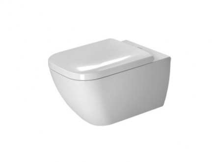 Унитаз, Duravit, Happy D.2, традиционный (с закрытым смывным краем), тип установки-подвесной, ширина, мм-365, глубина, мм-540, высота, мм-335, форма чаши-прямоугольная, выпуск-горизонтальный, без декора, материал-керамика, сиденье-в комплект не входит (пр