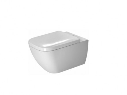 Унитаз, Duravit, Happy D.2, традиционный (с закрытым смывным краем), тип установки-подвесной, ширина, мм-365, глубина, мм-540, высота, мм-335, форма чаши-прямоугольная, выпуск-горизонтальный, без декора, материал-керамика, сиденье-в комплект не входит (пр