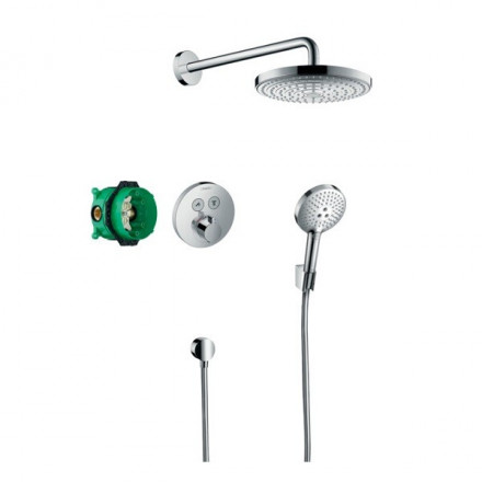 Душевая система, Hansgrohe, Raindance Select S, смеситель-есть, тип регулирования воды-термостатический картридж, скрытая часть iBox universal, верхний душ-есть, форма верхнего душа-круглая, размер верхнего душа-240, держатель верхнего душа-есть, вынос, м