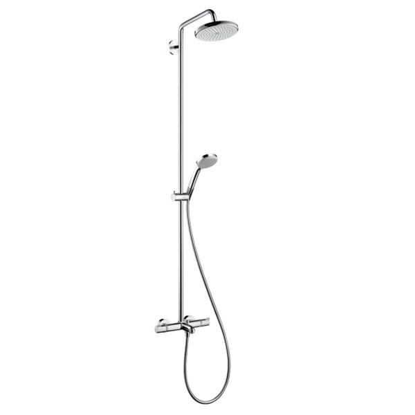 Душевая стойка, Hansgrohe, Croma 220, смеситель-есть, тип открывания воды-однорычажный, тип регулирования воды-термостатический картридж, излив-есть, вынос излива, мм-116, верхний душ-есть, форма верхнего душа-круглая, размер верхнего душа-220, держатель